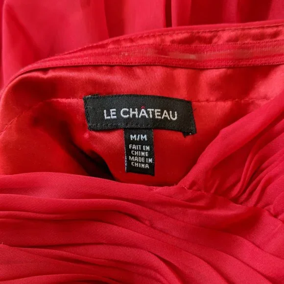Le Chateau Strapless Chiffon Dress, Red, Size M - Picture 4 of 8